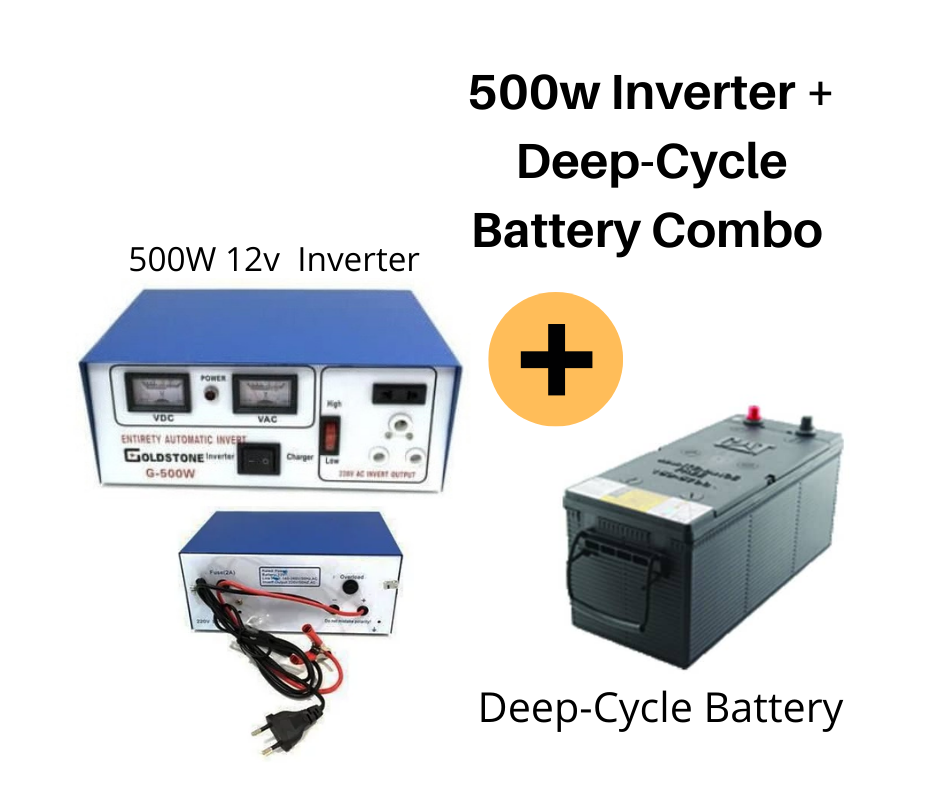 500W 12v Inverter + 100ah Battery