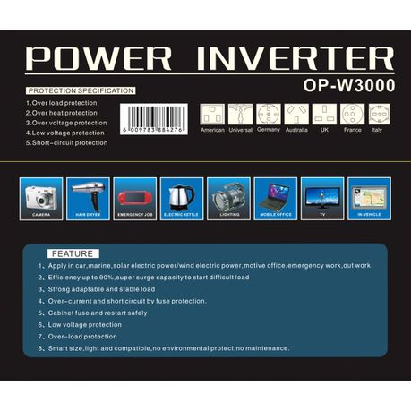 Omega OP-W3000 Power Inverter - Home Emergency or Car Installation - Image 3